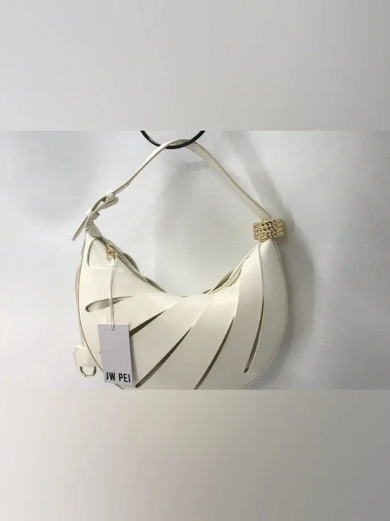 JW PEI Jana Hollow Out Shoulder White Sculpted Crescent Shoulder Bag - NIB NET - Picture 2 of 5